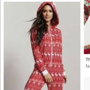Forever 21 Red Reindeer Pajama Onsie